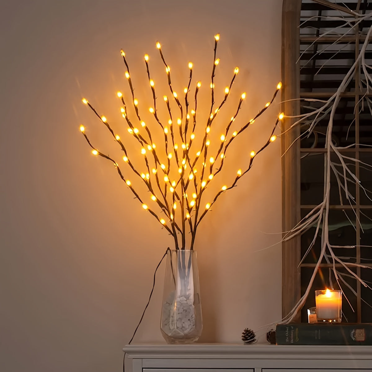 Cordão com 20 Candeeiros LED Decorativos – Luz Quente Floral