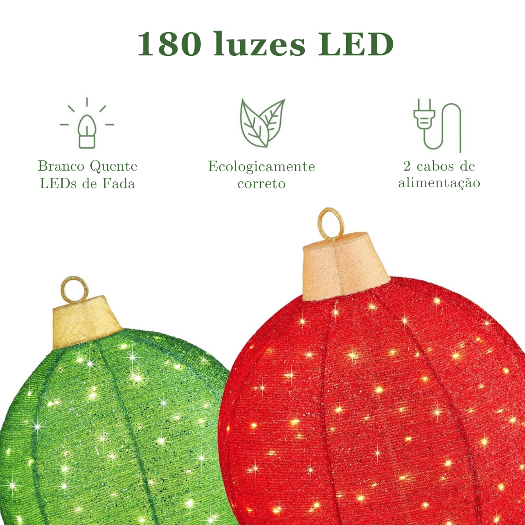 Esfera Enfeites de Natal para áreas externas e internas - 180 luzes LED - 8 funções de iluminação