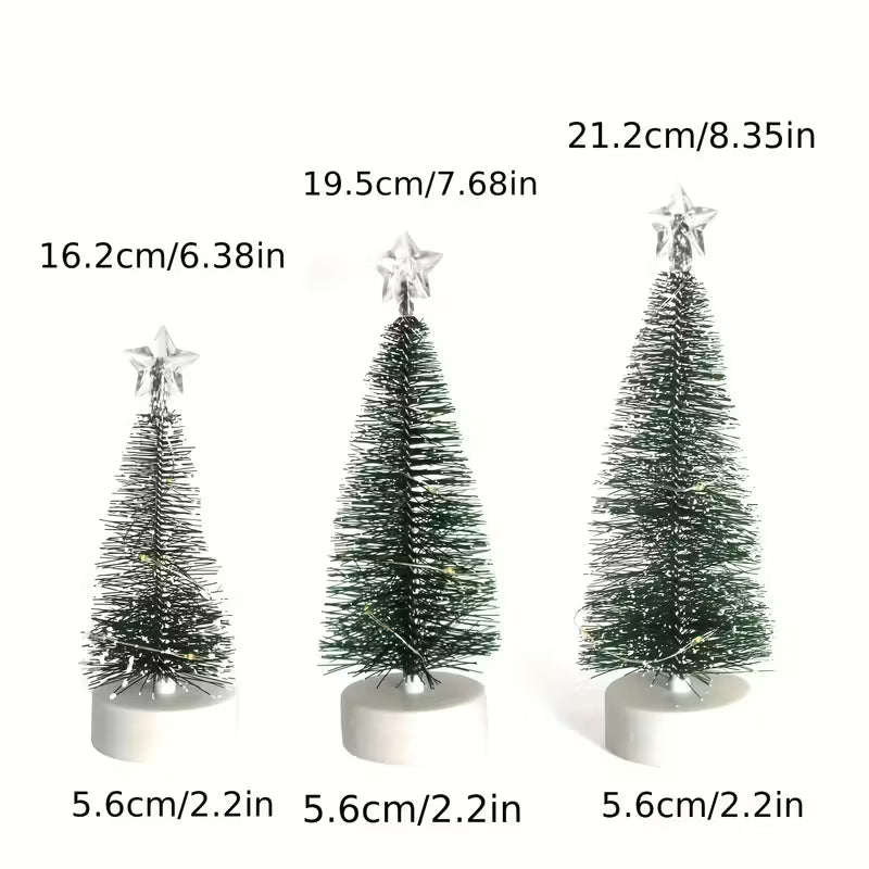 3 Árvores de Natal LED com Fio de Cobre - 16, 19 e 21 cm