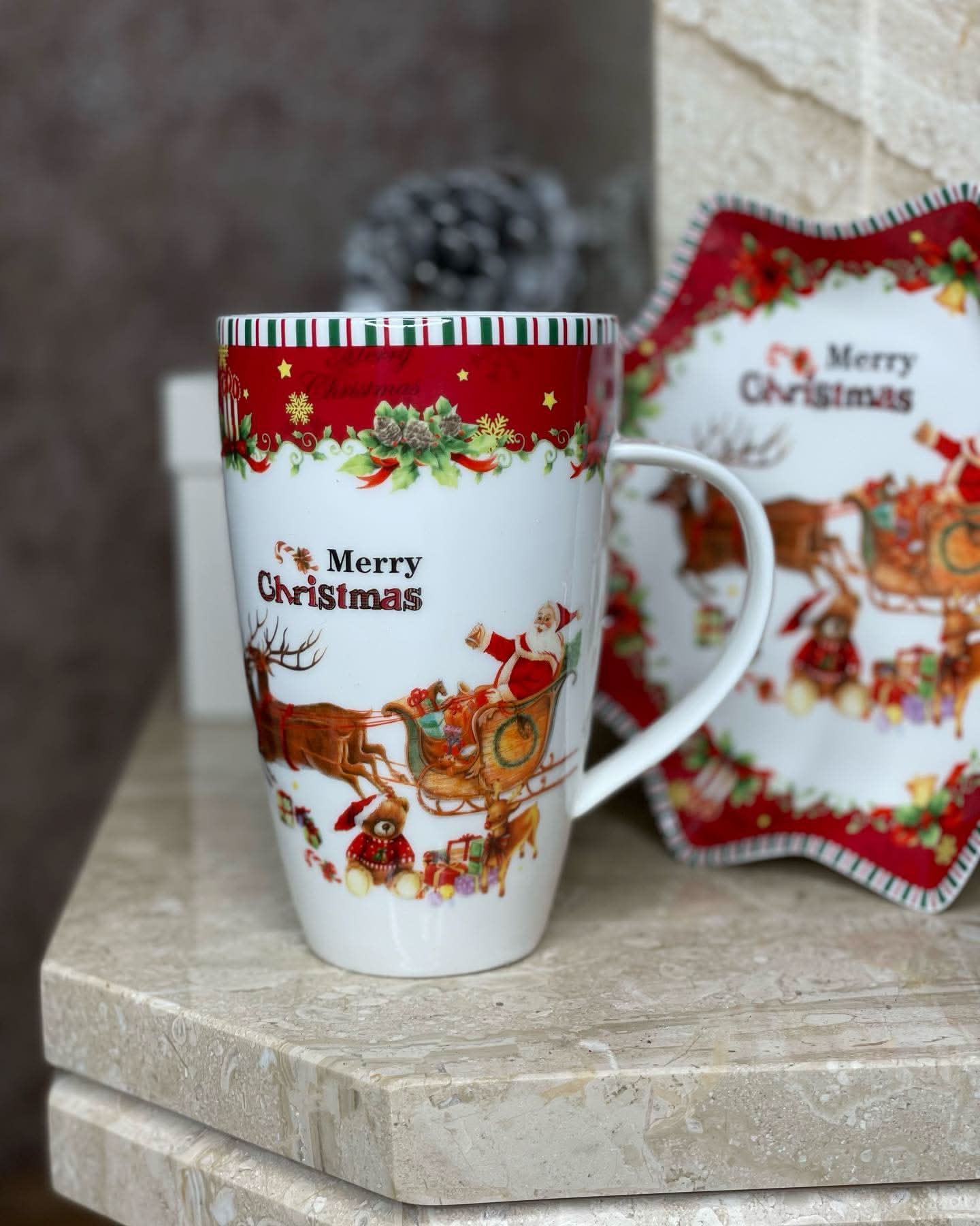 Conjunto de Porcelana Natalino com 3 Peças