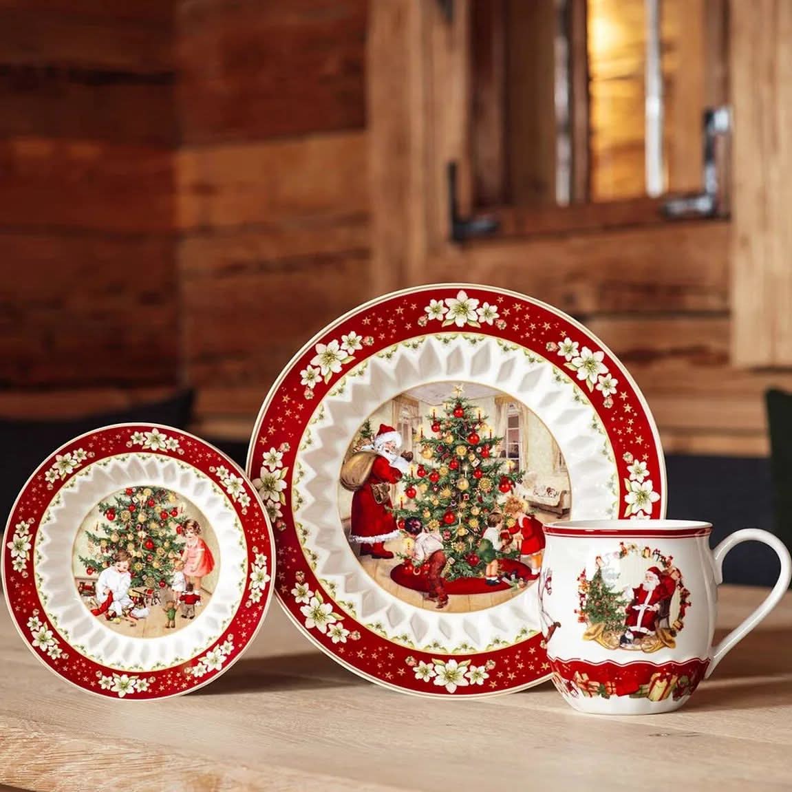 Conjunto de Porcelana Natalino com 3 Peças