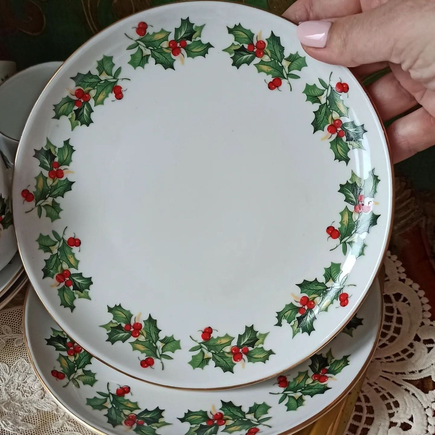 Conjunto de Porcelana Natalino com 12 Peças
