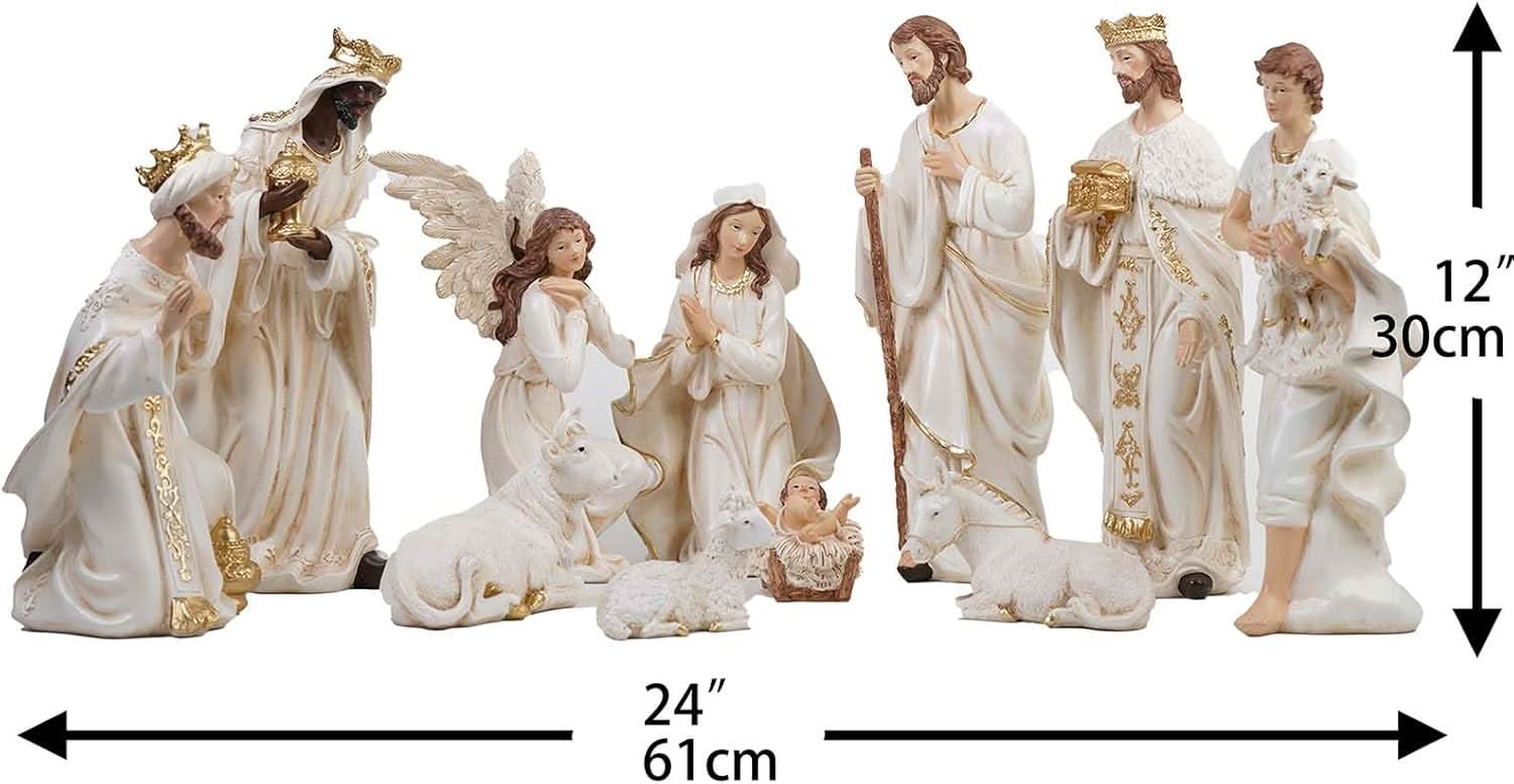 Presépio Católico Sagrada Família – 11 Peças em Resina (13 a 30 cm)