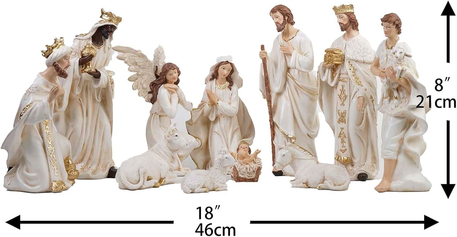 Presépio Católico Sagrada Família – 11 Peças em Resina (13 a 30 cm)