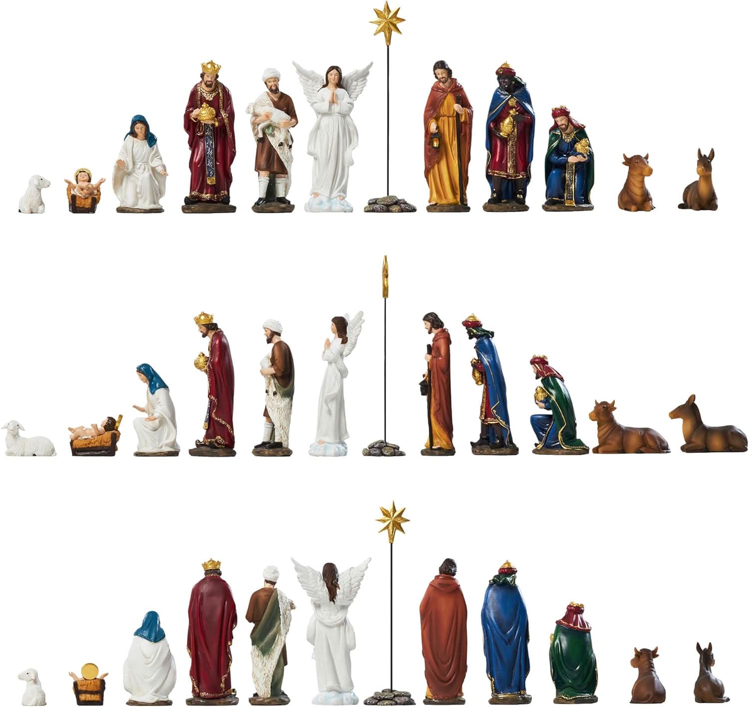 Presépio Clássico de Resina – 13 Peças (Sagrada Família Completa)