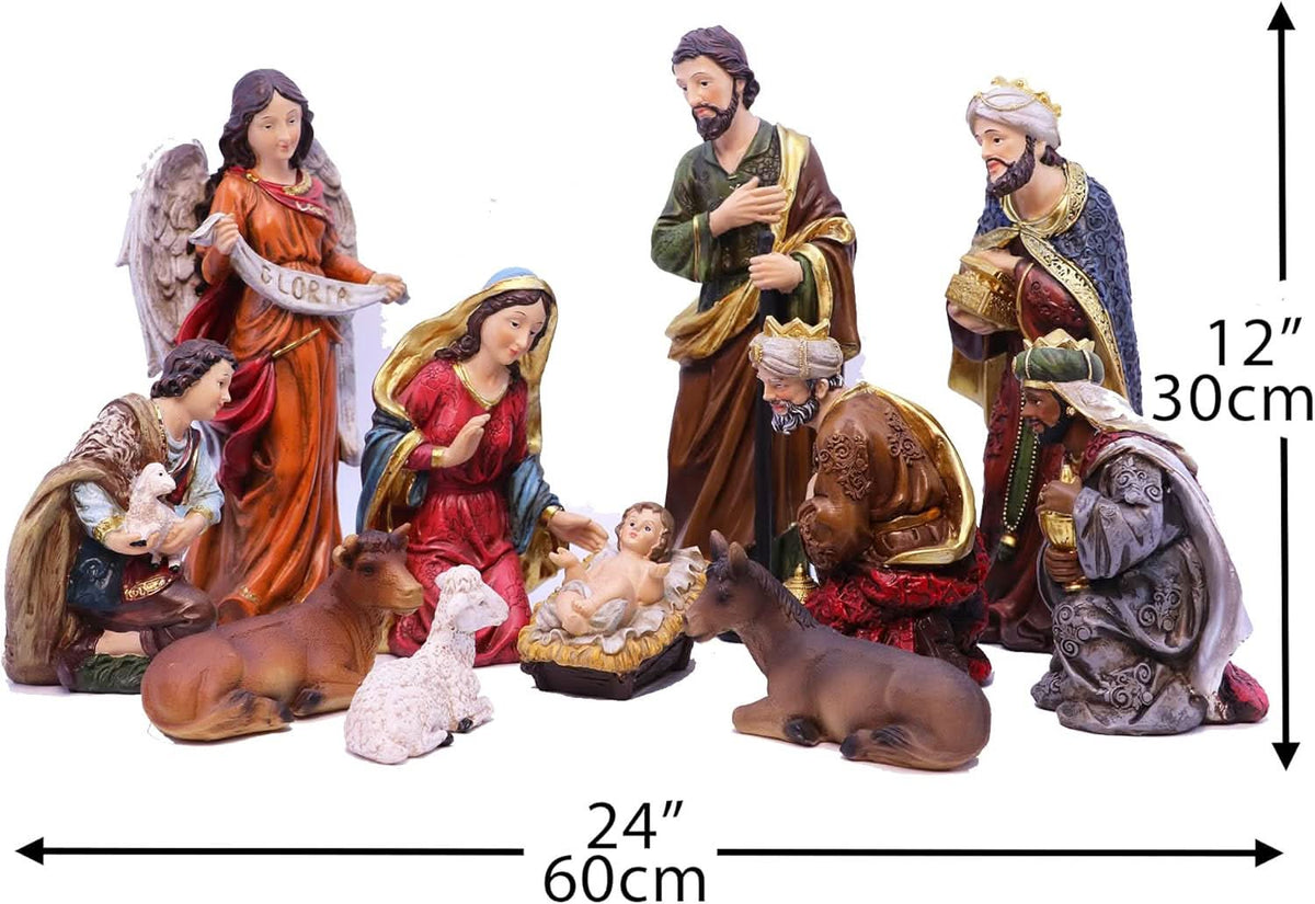 Presépio Tradicional Sagrada Família – Conjunto com 11 Peças (21 a 32 cm)