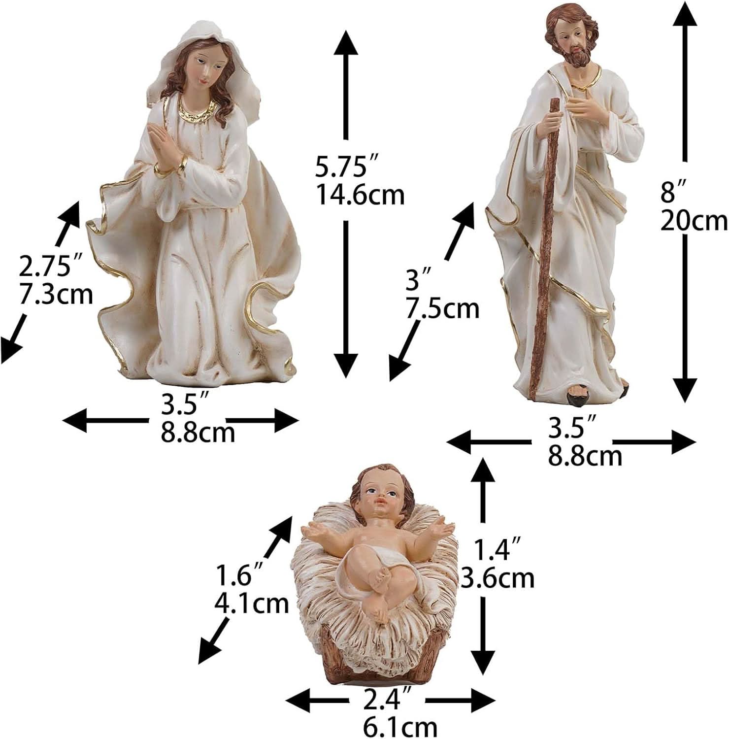 Presépio Católico Sagrada Família – 11 Peças em Resina (13 a 30 cm)