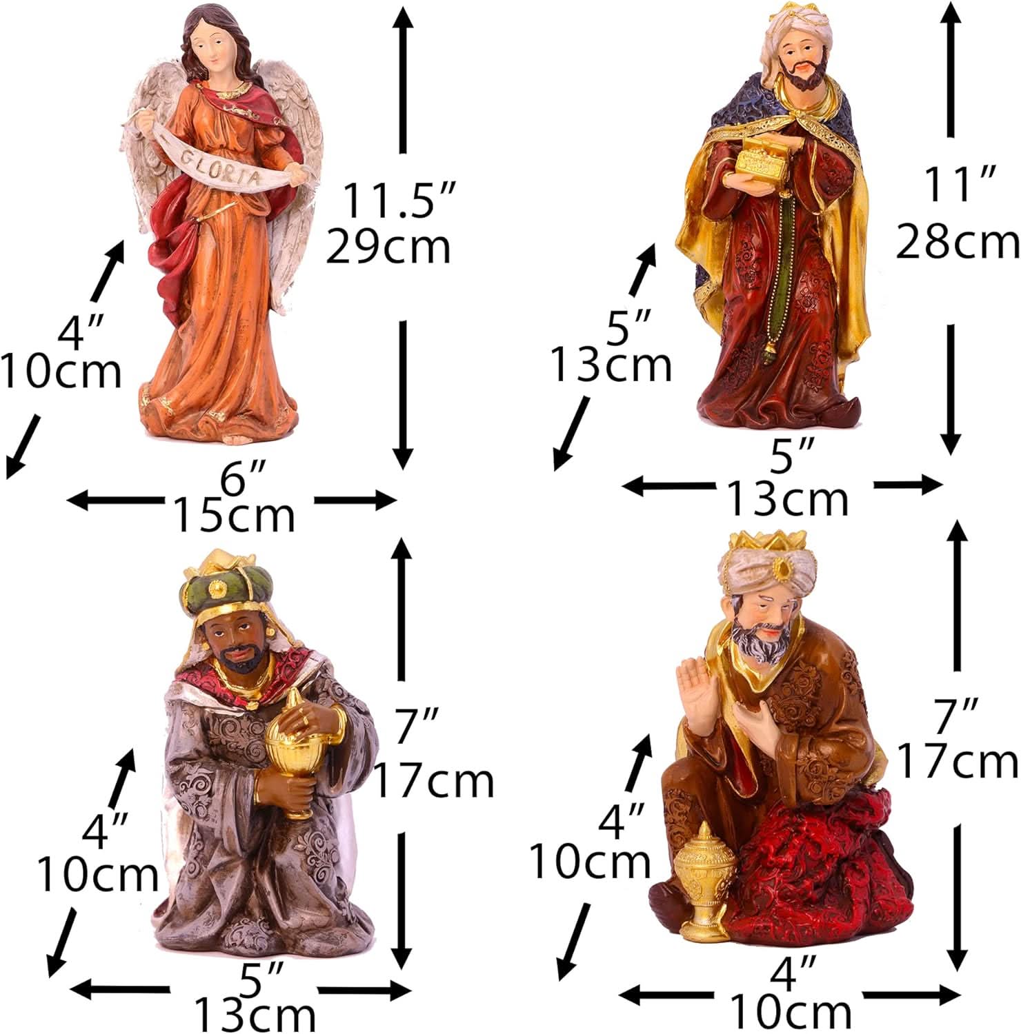 Presépio Tradicional Sagrada Família – Conjunto com 11 Peças (21 a 32 cm)