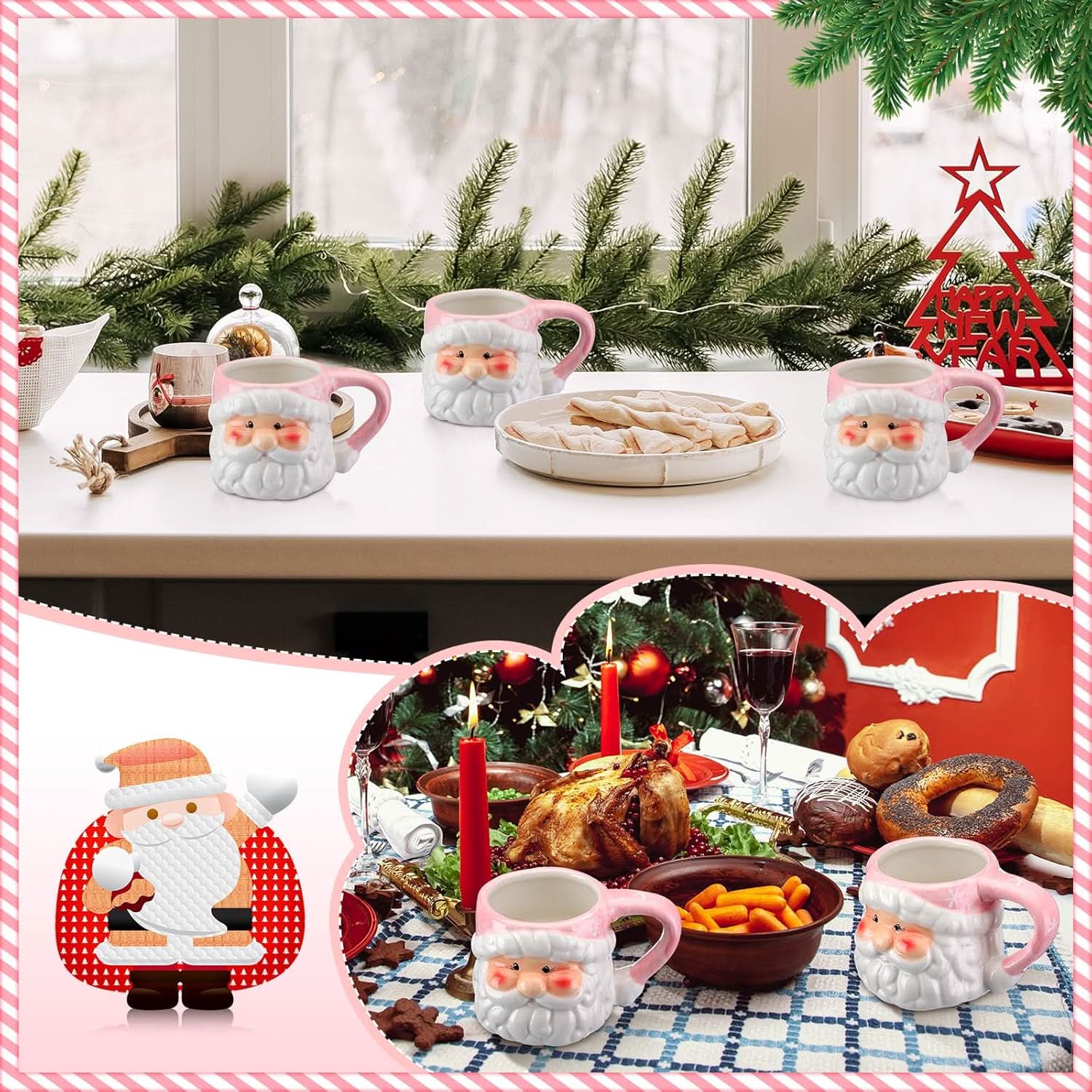 Kit de Canecas Vintage Papai Noel