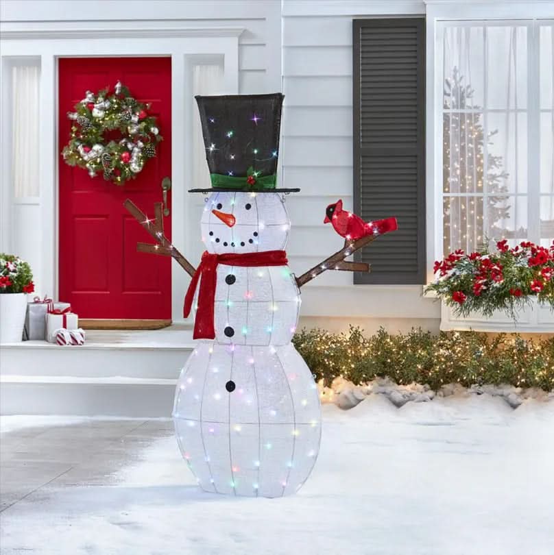 Boneco de Neve Iluminado com 100 LEDs Multicoloridos - 1,82 m de Altura