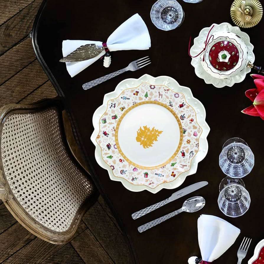 Aparelho de Jantar Natalino Dourado - 6 Peças