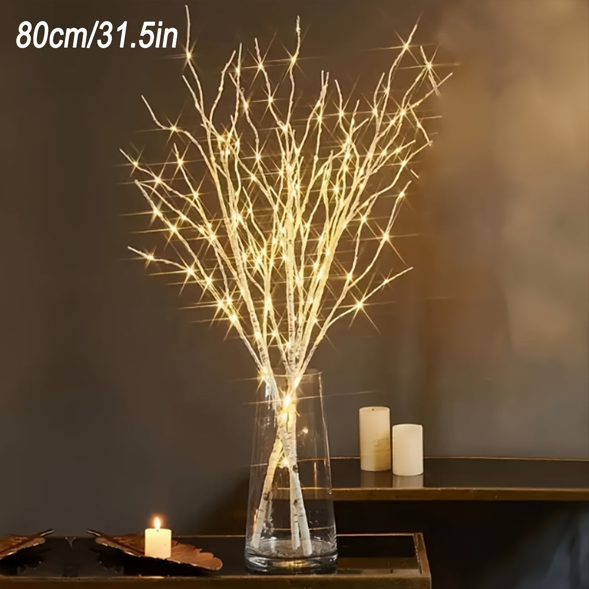 2 Galhos LED de Bétula Artificial – Iluminação Decorativa com Pilhas