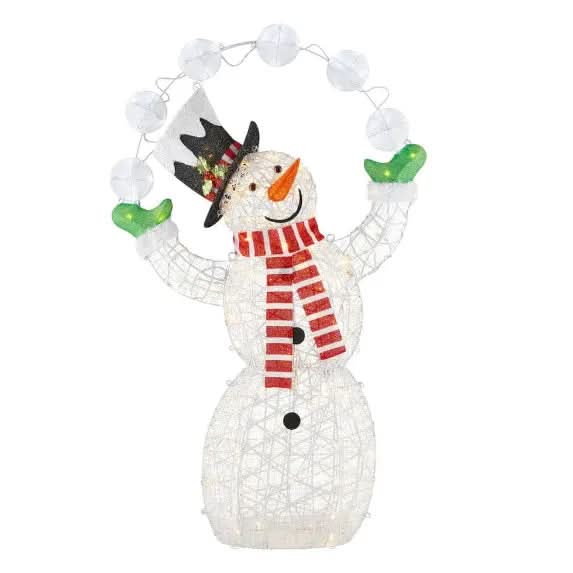 Boneco de Neve Iluminado com 156 LEDs Branco Quente – 1,82 m de Altura