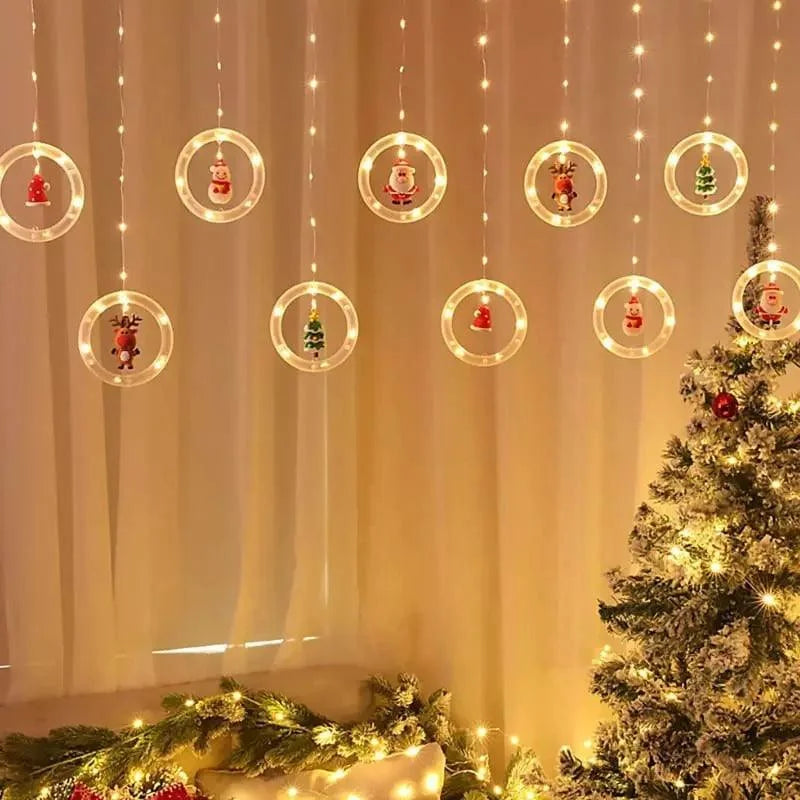 Cortina de Luzes LED para Decoração de Natal