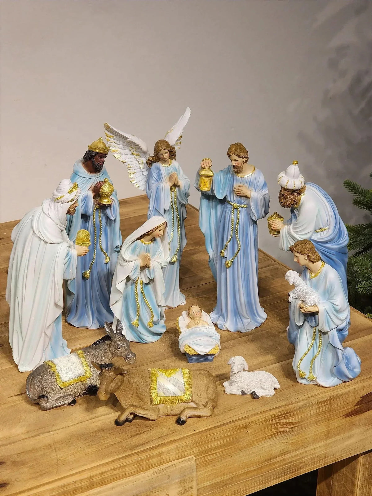 Presépio em Resina Azul • 11 Peças • 30cm