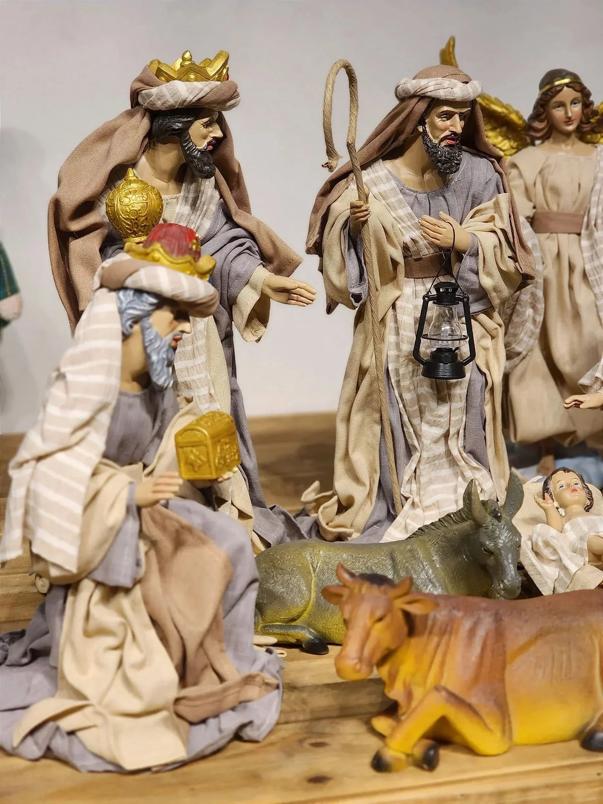 Presépio em Resina com Tecido Natural • 11 Peças • 40cm