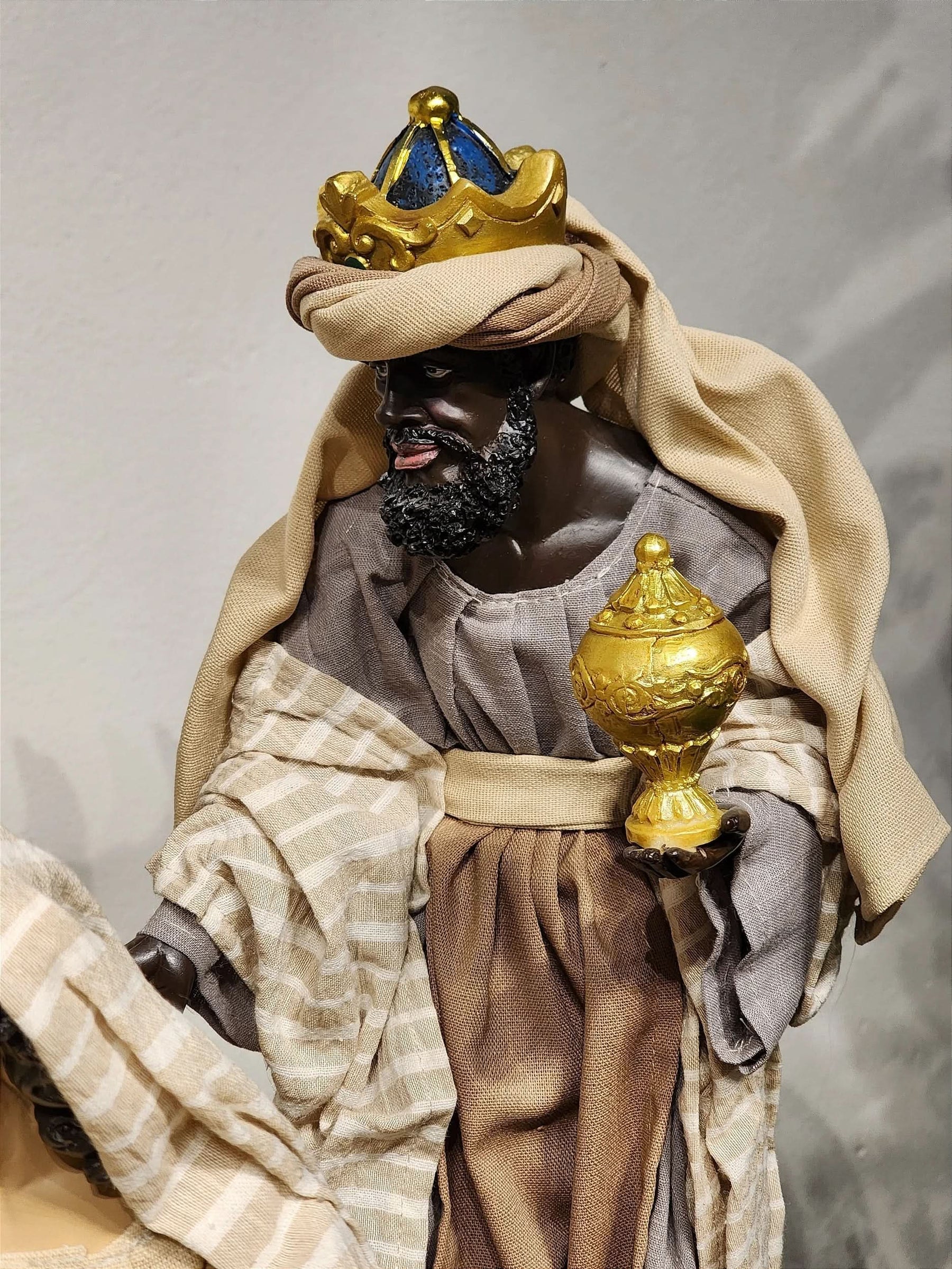 Presépio em Resina com Tecido Natural • 11 Peças • 40cm