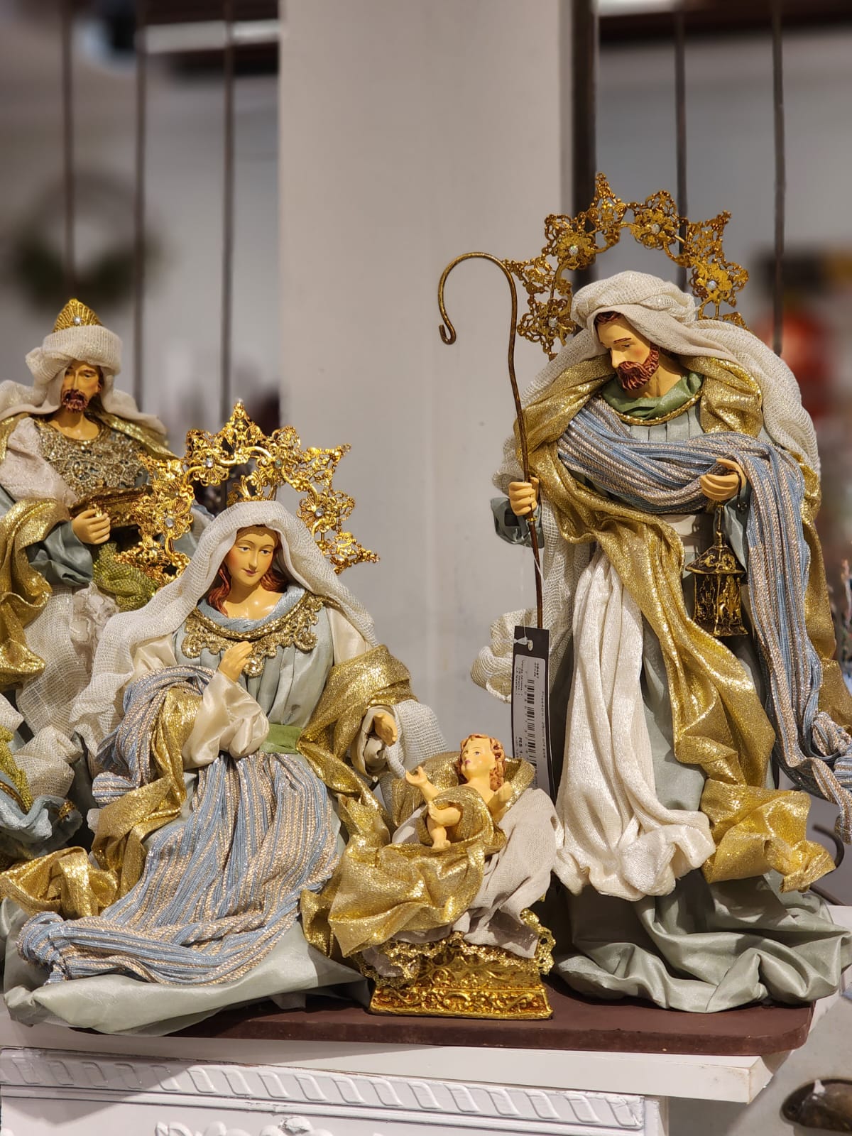 Presépio Sagrada Família Azul - 4 Peças em Resina | 28cm e 45cm