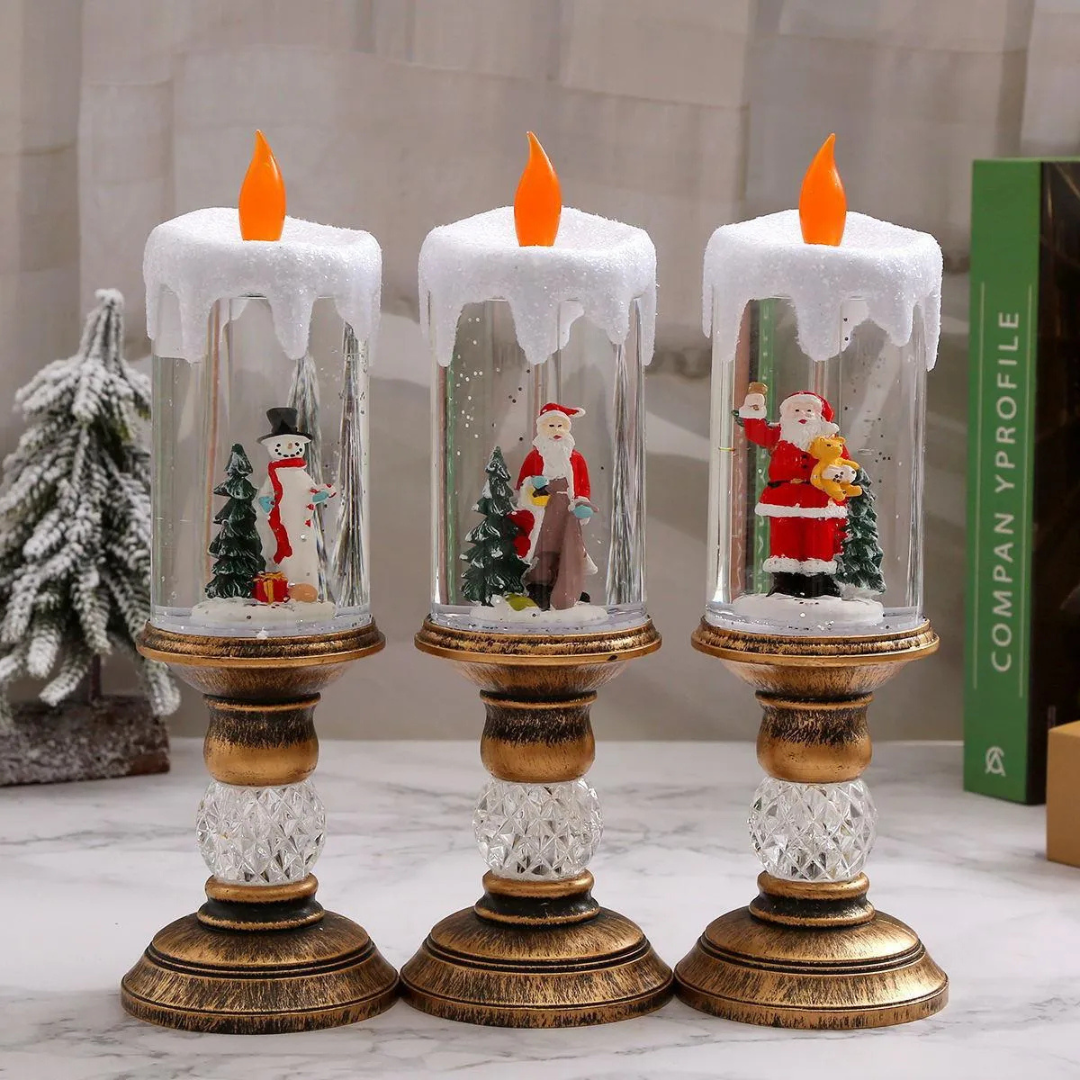 Kit 3 Velas Decorativa Globo de Neve - Musical e LED Luxo