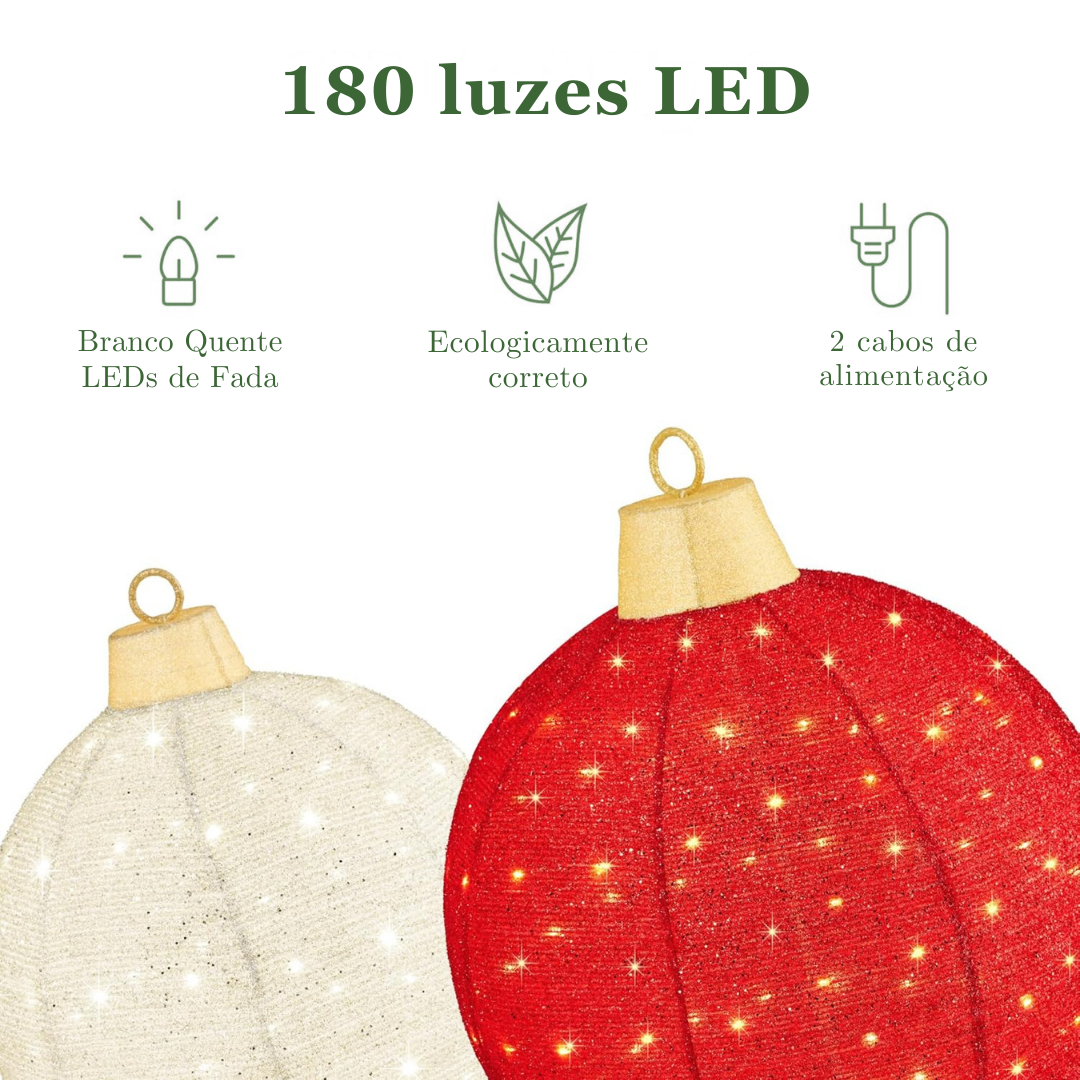 Esfera Enfeites de Natal para áreas externas e internas - 180 luzes LED - 8 funções de iluminação
