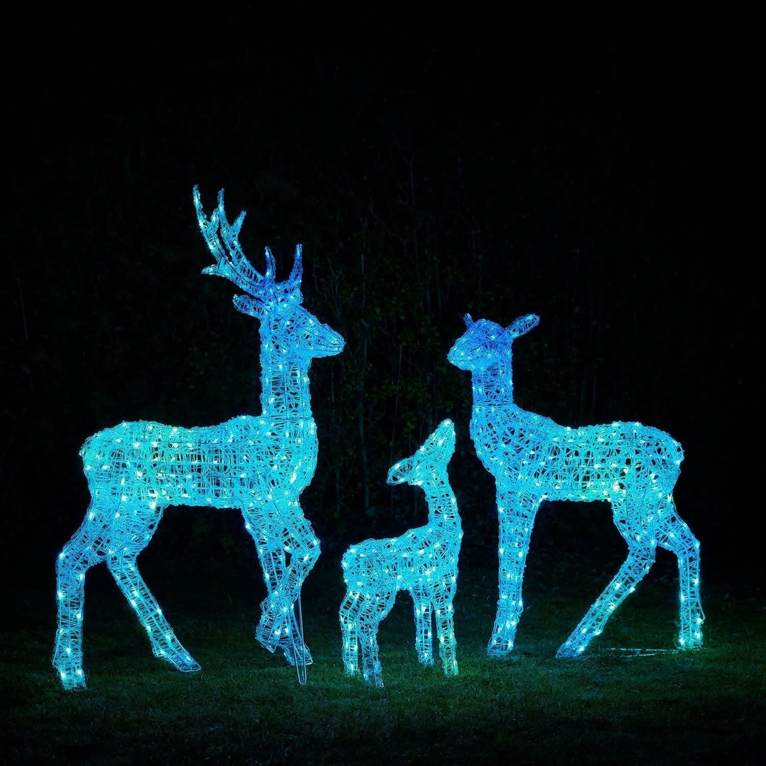 Conjunto de 3 Renas Iluminadas com LED RGB e Controle Wi-Fi - 520 LEDs