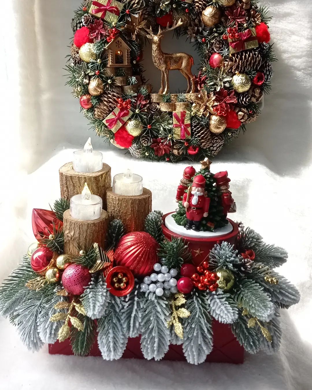 Kit De Luxo Guirlanda + Decoração Natalina Luxo com Led 65CM