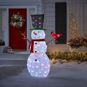 Boneco de Neve Iluminado com 100 LEDs Multicoloridos - 1,82 m de Altura
