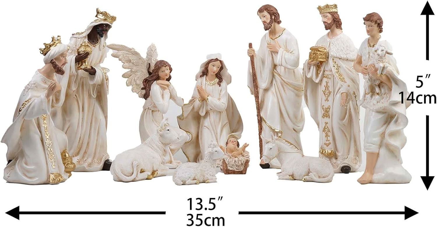 Presépio Católico Sagrada Família – 11 Peças em Resina (13 a 30 cm)