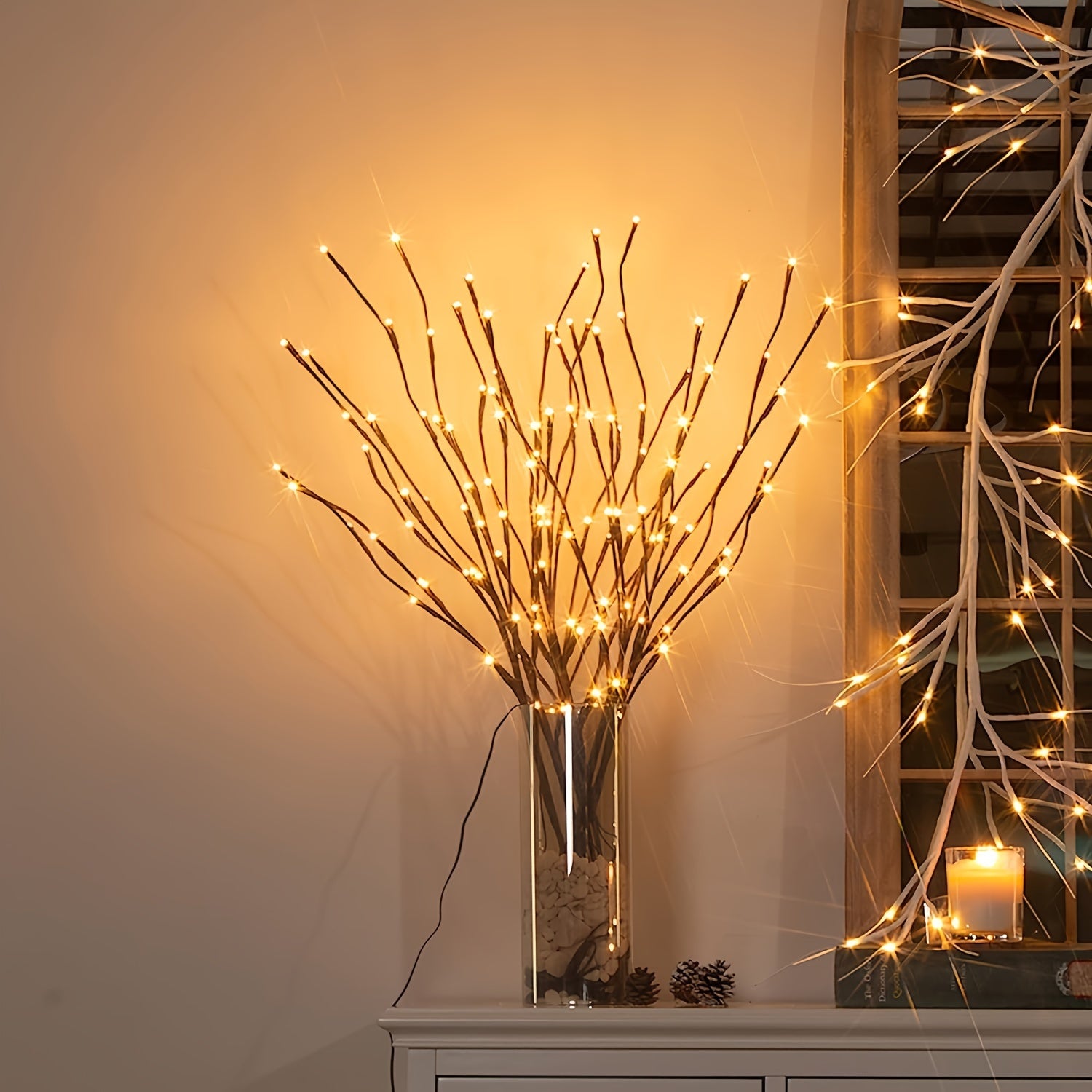 Cordão com 20 Candeeiros LED Decorativos – Luz Quente Floral