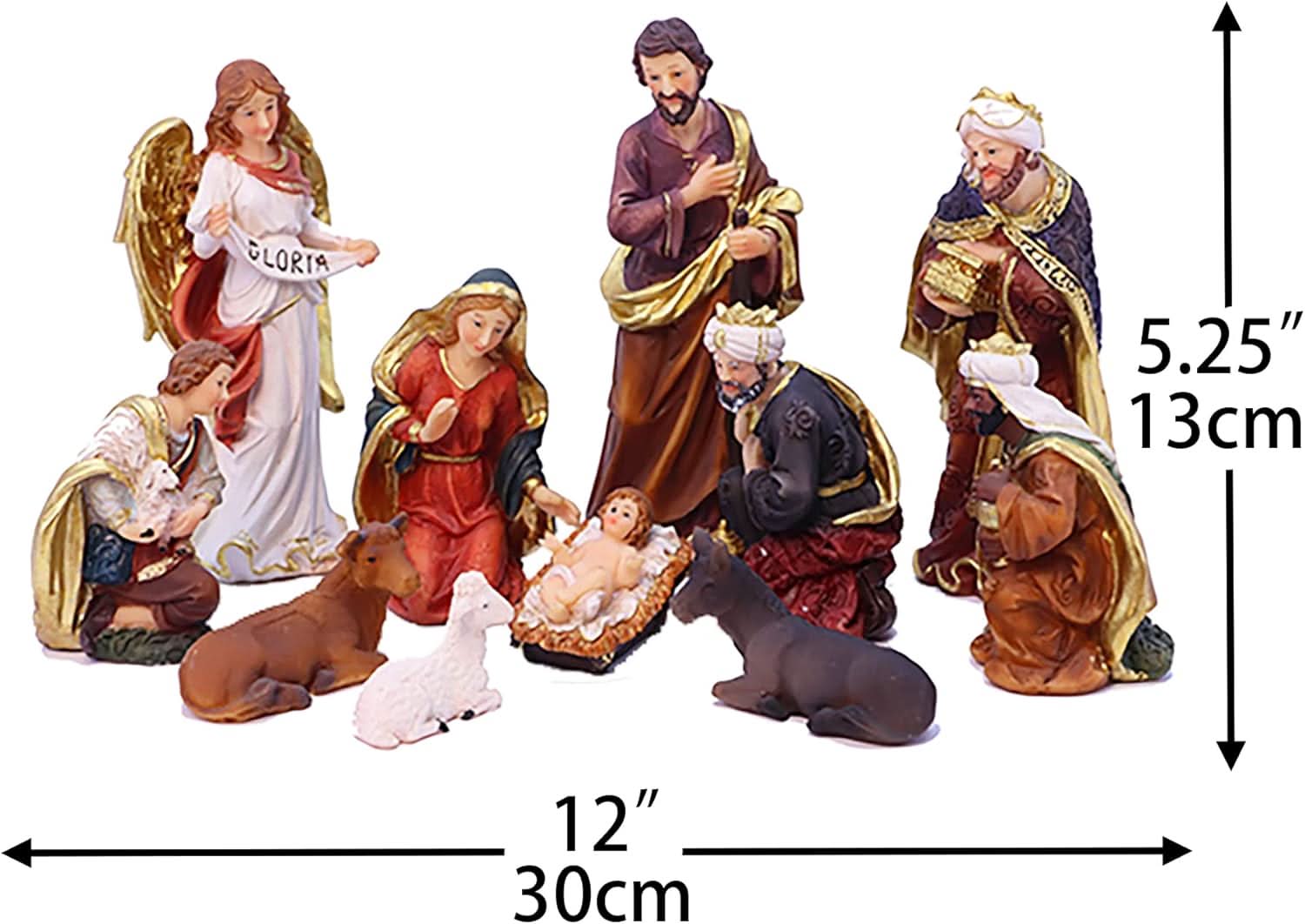 Presépio Tradicional Sagrada Família – Conjunto com 11 Peças (21 a 32 cm)