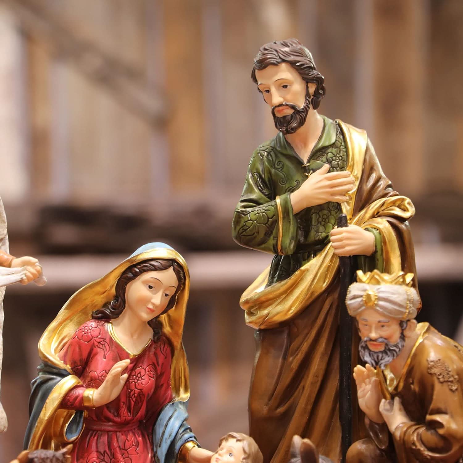 Presépio Tradicional Sagrada Família – Conjunto com 11 Peças (21 a 32 cm)