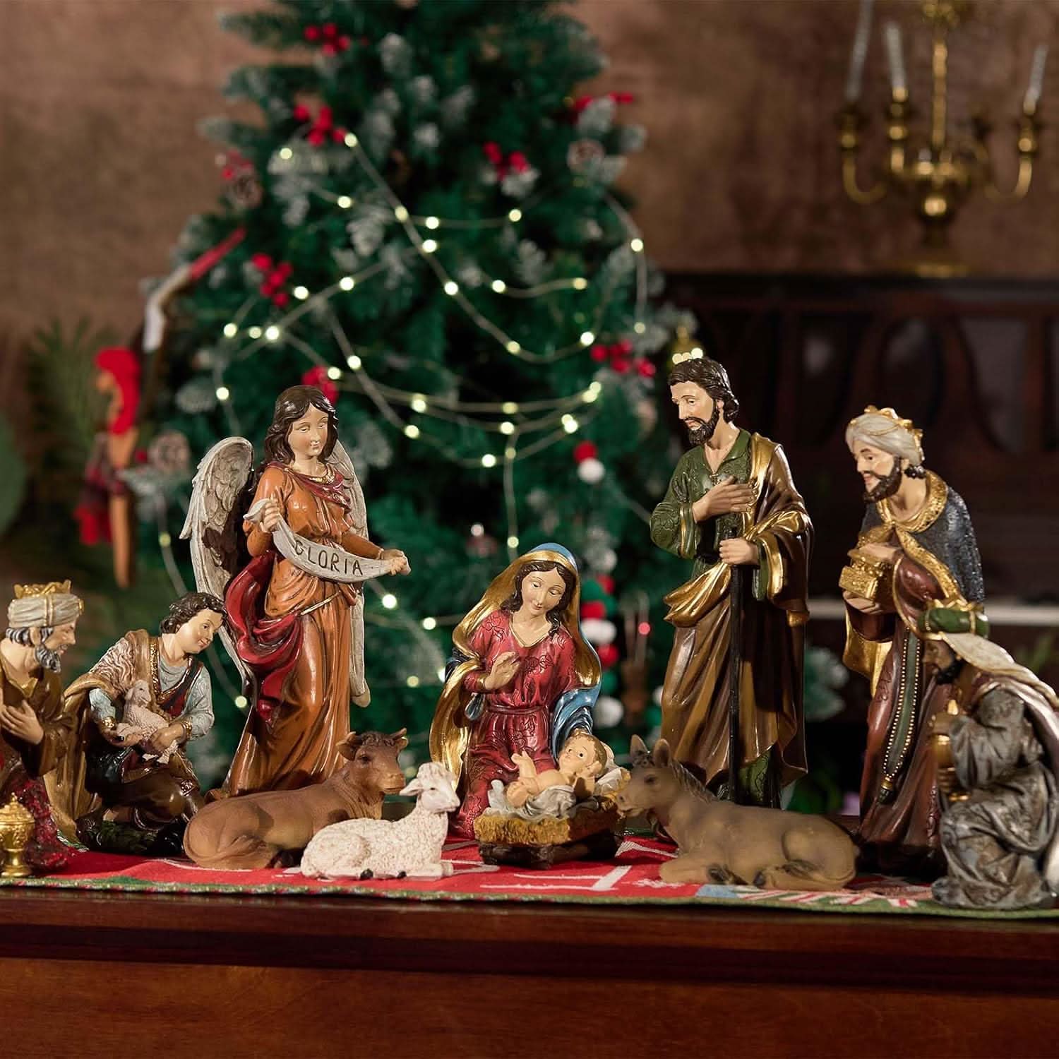 Presépio Tradicional Sagrada Família – Conjunto com 11 Peças (21 a 32 cm)