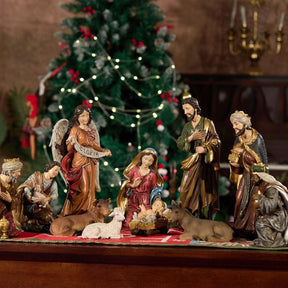 Presépio Tradicional Sagrada Família – Conjunto com 11 Peças (21 a 32 cm)