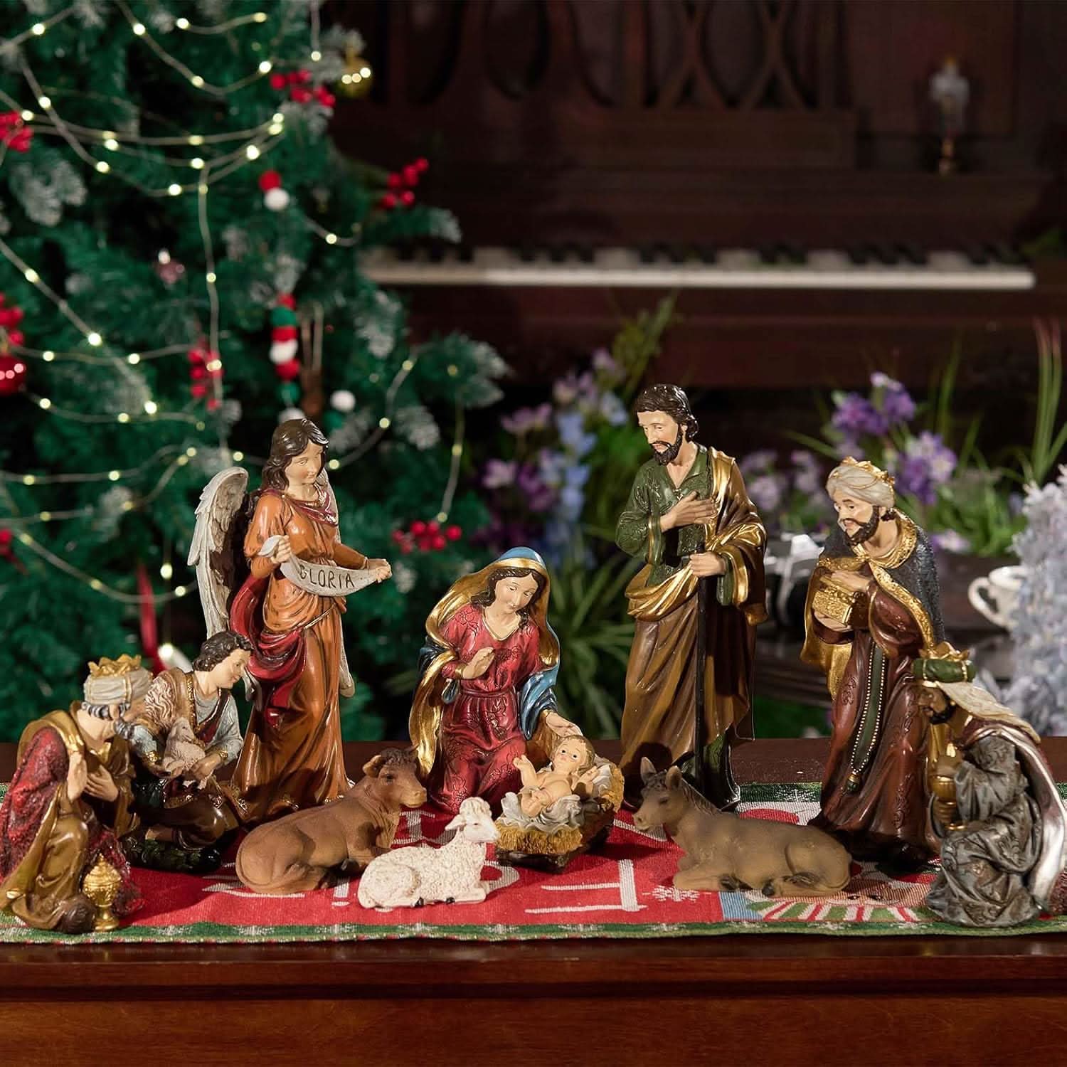 Presépio Tradicional Sagrada Família – Conjunto com 11 Peças (21 a 32 cm)