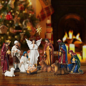 Presépio Clássico de Resina – 13 Peças (Sagrada Família Completa)