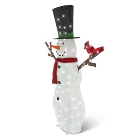 Boneco de Neve Iluminado com 100 LEDs Multicoloridos - 1,82 m de Altura