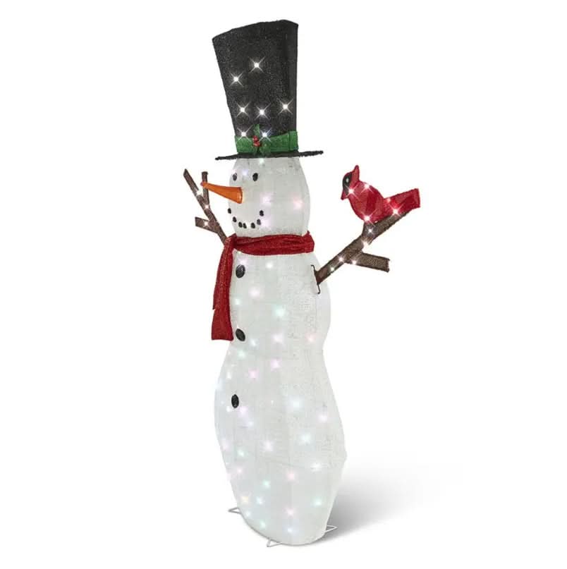 Boneco de Neve Iluminado com 100 LEDs Multicoloridos - 1,82 m de Altura
