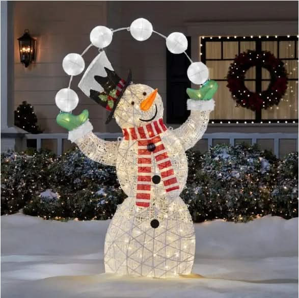 Boneco de Neve Iluminado com 156 LEDs Branco Quente – 1,82 m de Altura