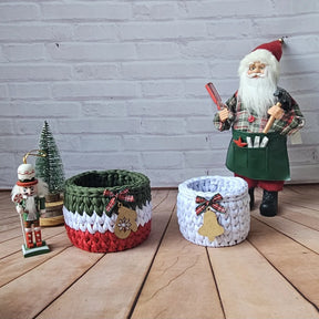 Kit Porta Panetone de Crochê Branco Verde e Vermelho