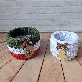 Kit Porta Panetone de Crochê Branco Verde e Vermelho