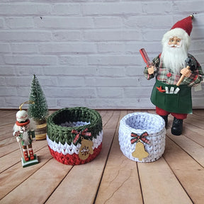 Kit Porta Panetone de Crochê Branco Verde e Vermelho