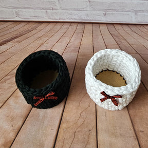 Kit Porta Panetone de Crochê Preto e Branco