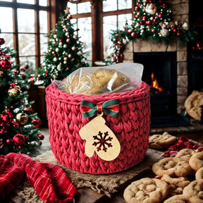 Porta Panetone de Crochê Vermelho com Luvinha