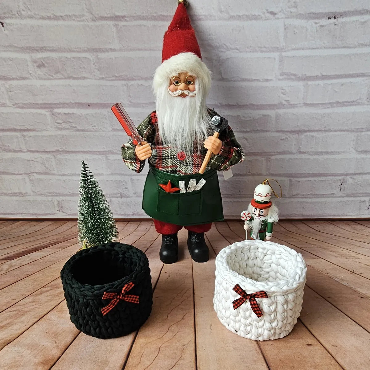 Kit Porta Panetone de Crochê Preto e Branco