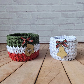 Kit Porta Panetone de Crochê Branco Verde e Vermelho