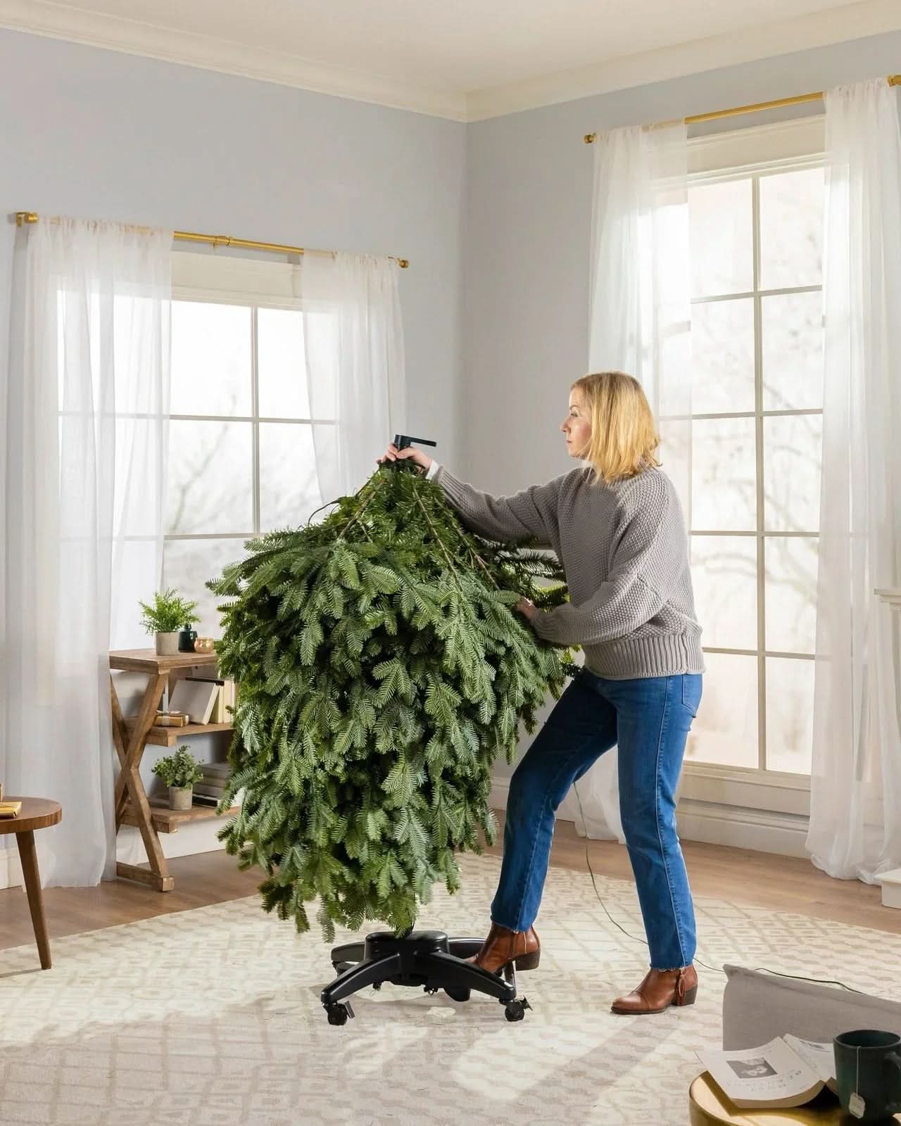 Árvore de Natal Verde Premium com Galhos Articulados, Suporte Metálico com Rodinhas e MicroLEDs Embutidos