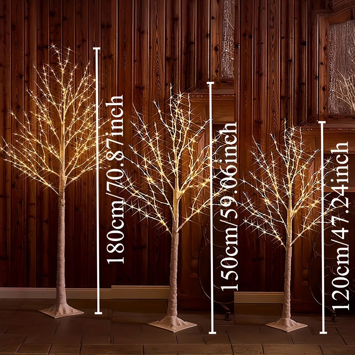 Luminária de Chão LED Árvore Bétula – 60cm a 180cm, Luz Branca Quente, Árvore Decorativa Natalina e Festiva