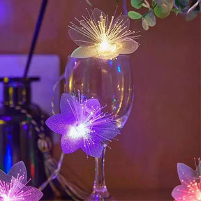 Cordão de Luz LED Decorativo com Flores Natalinas