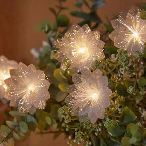 Cordão de Luz LED Decorativo com Flores Natalinas