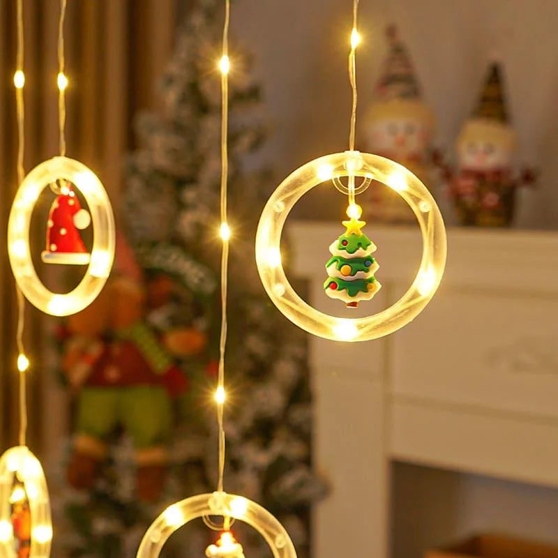 Cortina de Luzes LED para Decoração de Natal